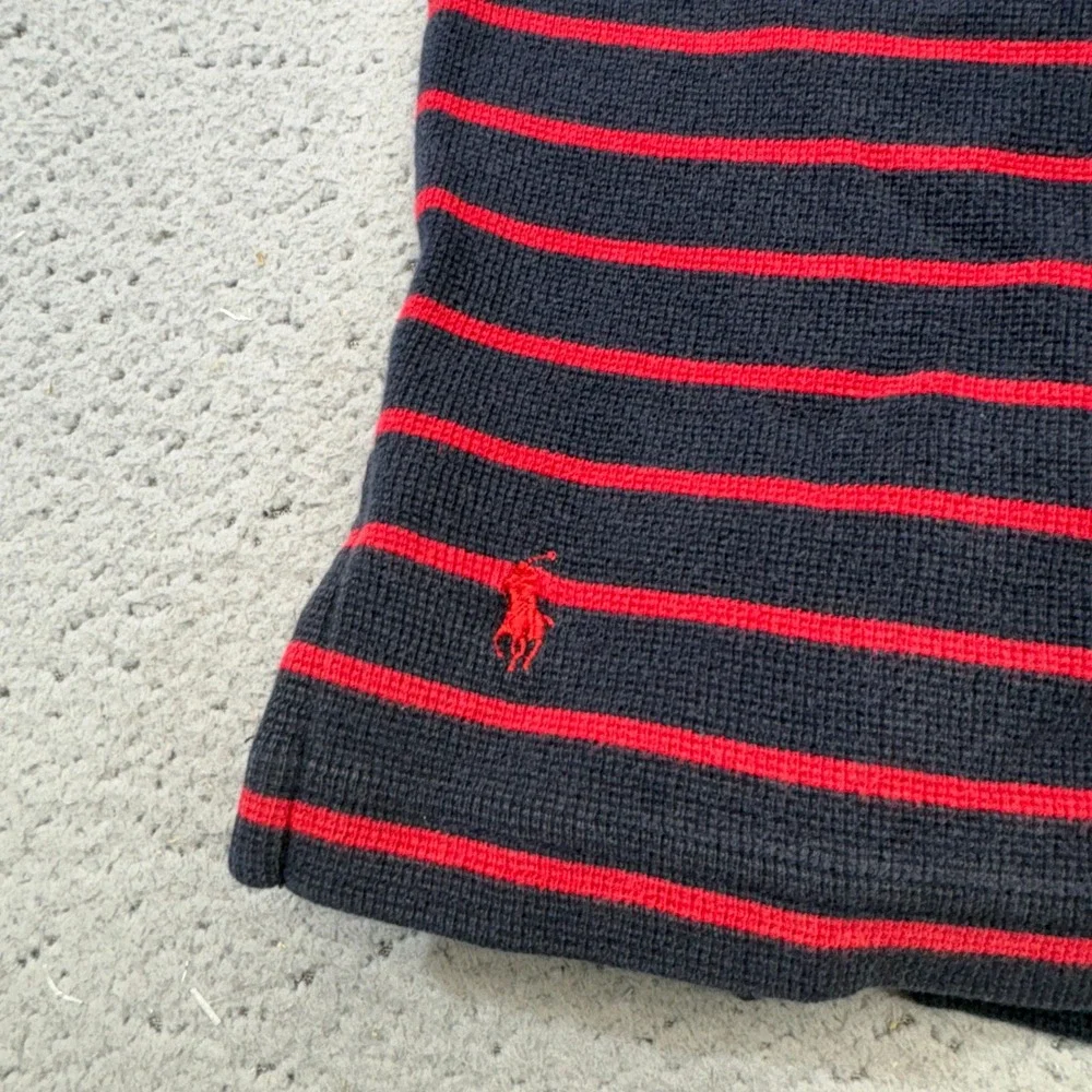 Vintage Polo Ralph Lauren Polo Shirt Mens Large Blue Red Striped Pony 90s Preppy